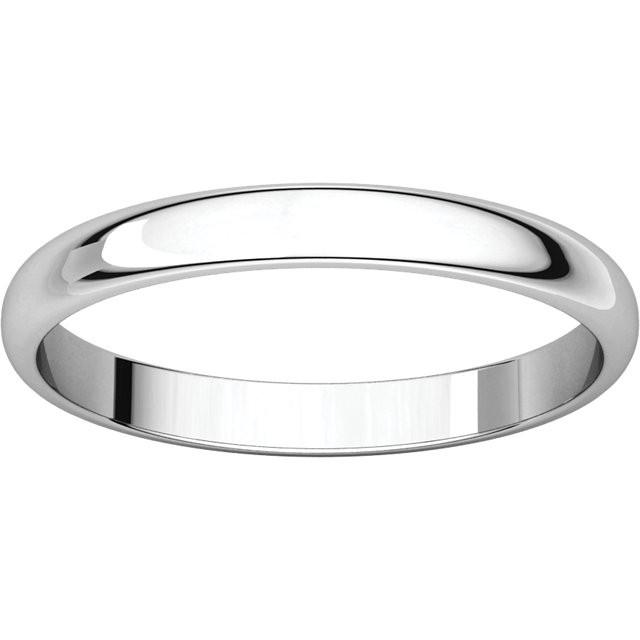 2.5mm Half Round Light Wedding Band Stackable Ring - 14k Gold (Y, W, or R), Palladium, Platinum, Sterling Silver