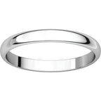 2.5mm Half Round Light Wedding Band Stackable Ring - 14k Gold (Y, W, or R), Palladium, Platinum, Sterling Silver