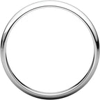 3mm Half Round Light Wedding Band Stackable Ring - 14k Gold (Y, W, or R), Palladium, Platinum, Sterling Silver
