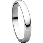 3mm Half Round Light Wedding Band Stackable Ring - 14k Gold (Y, W, or R), Palladium, Platinum, Sterling Silver