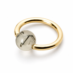Quartz / Tourmaline Light Captive Bead Ring CBR - 14 ga Hoop - 14k Gold or Platinum