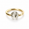 Quartz / Tourmaline Light Captive Bead Ring CBR - 14 ga Hoop - 14k Gold or Platinum