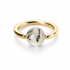 Quartz / Tourmaline Light Captive Bead Ring CBR - 14 ga Hoop - 14k Gold or Platinum