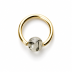 Quartz / Tourmaline Light Captive Bead Ring CBR - 14 ga Hoop - 14k Gold or Platinum