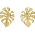 Monstera Leaf Earrings - 14k Gold (Yellow, White or Rose), Platinum, or Sterling Silver