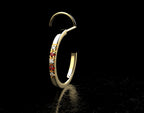 Gold Nose Ring with Diamonds and Rhodolite Garnets