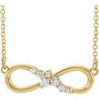 1/8 CTW Natural Diamond Infinity-Inspired Bar Necklace - 14k Gold (Y, R or W), Platinum or Sterling Silver
