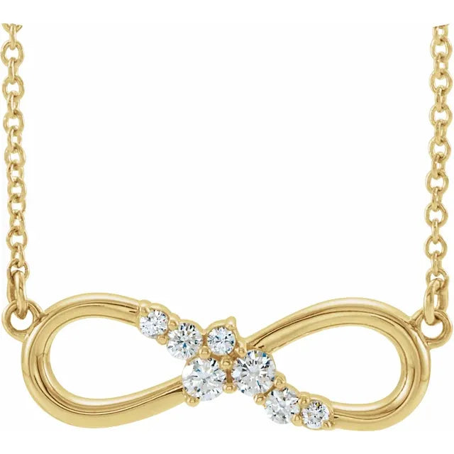 1/8 CTW Natural Diamond Infinity-Inspired Bar Necklace - 14k Gold (Y, R or W), Platinum or Sterling Silver