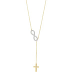 1/5 CTW Natural Diamond Infinity-Inspired Cross 18" Lariat Necklace - 14k Gold (Y, W or R)