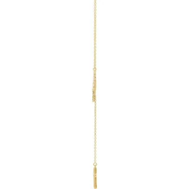 1/5 CTW Natural Diamond Infinity-Inspired Cross 18" Lariat Necklace - 14k Gold (Y, W or R)