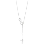 1/5 CTW Natural Diamond Infinity-Inspired Cross 18" Lariat Necklace - 14k Gold (Y, W or R)