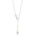 1/5 CTW Natural Diamond Infinity-Inspired Cross 18" Lariat Necklace - 14k Gold (Y, W or R)