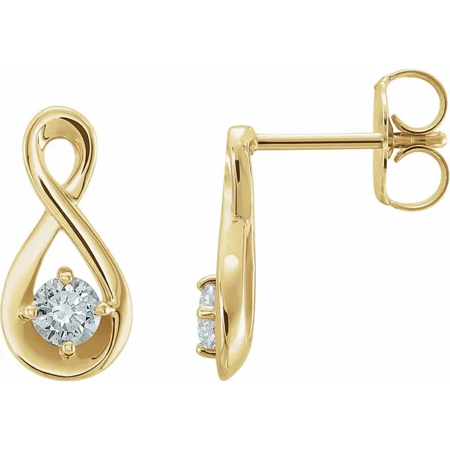 1/5 CTW Natural Diamond Infinity-Inspired Earrings - 14k Gold (Y, R or W), Platinum