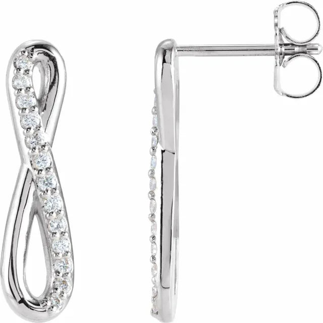 1/8 CTW Natural Diamond Infinity-Inspired Earrings - 14k Gold (Y, R or W), Platinum, Sterling Silver