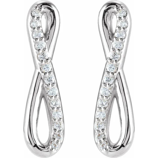 1/8 CTW Natural Diamond Infinity-Inspired Earrings - 14k Gold (Y, R or W), Platinum, Sterling Silver
