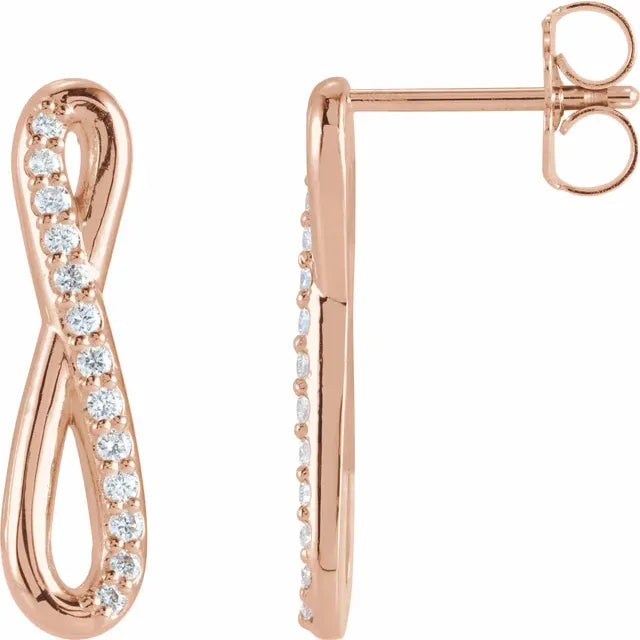1/8 CTW Natural Diamond Infinity-Inspired Earrings - 14k Gold (Y, R or W), Platinum, Sterling Silver