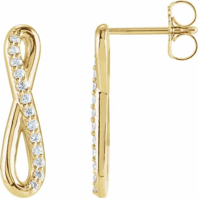 1/8 CTW Natural Diamond Infinity-Inspired Earrings - 14k Gold (Y, R or W), Platinum, Sterling Silver