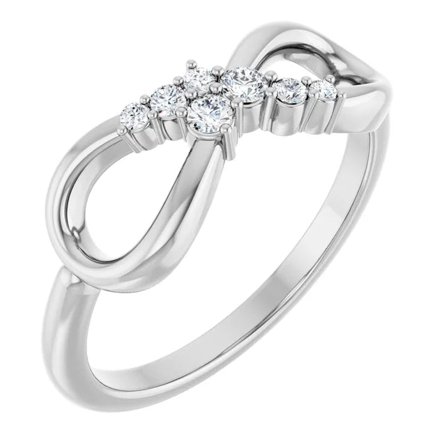 1/8 CTW Natural Diamond Infinity-Inspired Ring - 14k Gold (Y, R or W), Platinum or Sterling Silver