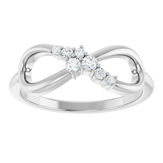 1/8 CTW Natural Diamond Infinity-Inspired Ring - 14k Gold (Y, R or W), Platinum or Sterling Silver
