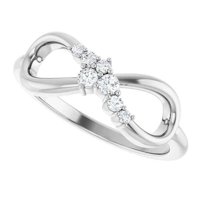 1/8 CTW Natural Diamond Infinity-Inspired Ring - 14k Gold (Y, R or W), Platinum or Sterling Silver
