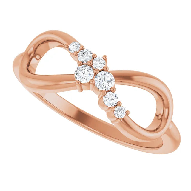 1/8 CTW Natural Diamond Infinity-Inspired Ring - 14k Gold (Y, R or W), Platinum or Sterling Silver