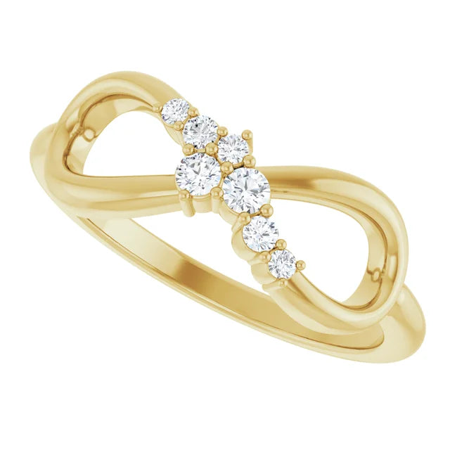1/8 CTW Natural Diamond Infinity-Inspired Ring - 14k Gold (Y, R or W), Platinum or Sterling Silver
