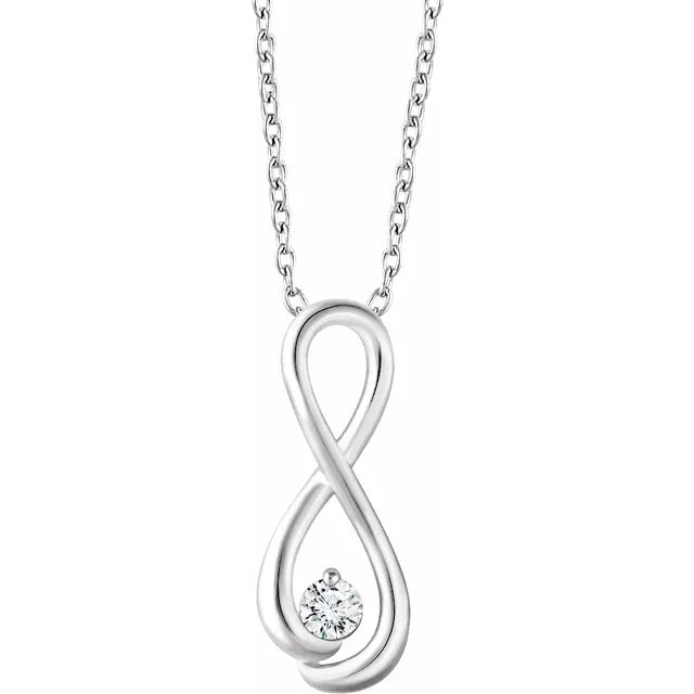 1/6 CTW Natural Diamond Infinity-Inspired 16-18" Necklace - 14k Gold (Y, W or R)