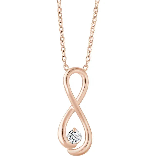 1/6 CTW Natural Diamond Infinity-Inspired 16-18" Necklace - 14k Gold (Y, W or R)