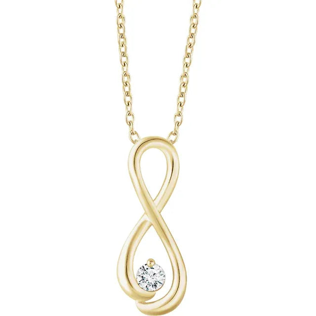 1/6 CTW Natural Diamond Infinity-Inspired 16-18" Necklace - 14k Gold (Y, W or R)