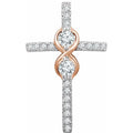 1/3 CTW Natural Diamond Infinity Cross Pendant - 14k White and Rose Gold Multicolor