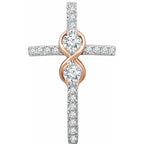 1/3 CTW Natural Diamond Infinity Cross Pendant - 14k White and Rose Gold Multicolor