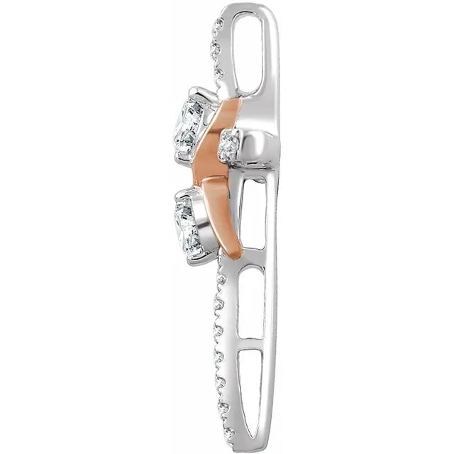 1/3 CTW Natural Diamond Infinity Cross Pendant - 14k White and Rose Gold Multicolor