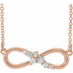 1/8 CTW Natural Diamond Infinity-Inspired Bar Necklace - 14k Gold (Y, R or W), Platinum or Sterling Silver