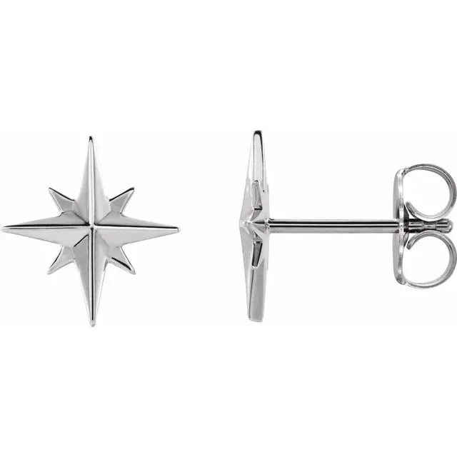 Starburst Star Earrings - 14K Gold (Y, W or R)