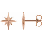 Starburst Star Earrings - 14K Gold (Y, W or R)