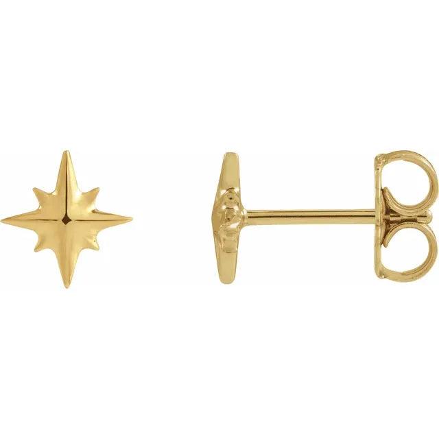 Starburst Star Earrings - 14K Gold (Y, W or R)