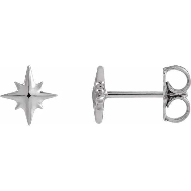 Starburst Star Earrings - 14K Gold (Y, W or R)