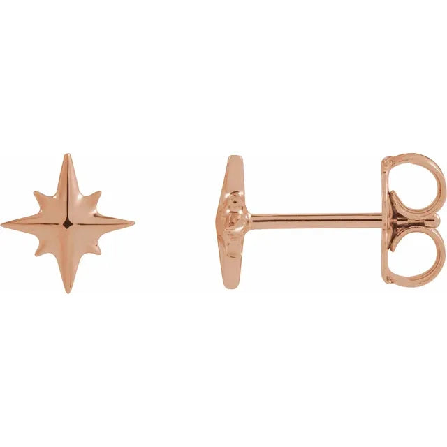 Starburst Star Earrings - 14K Gold (Y, W or R)
