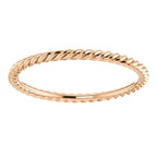 Skinny Rope Band Stackable Ring - 14k, 10k, 18k Gold (Y, W or R), Platinum, Sterling Silver