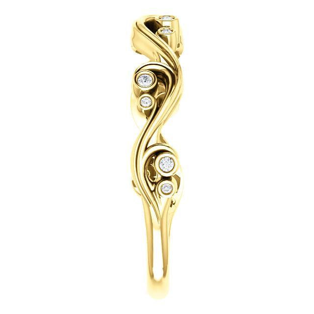 .05 CTW Diamond Swirl Wedding Anniversary Band Stackable Ring - 14k Gold (Y, W or R), Platinum