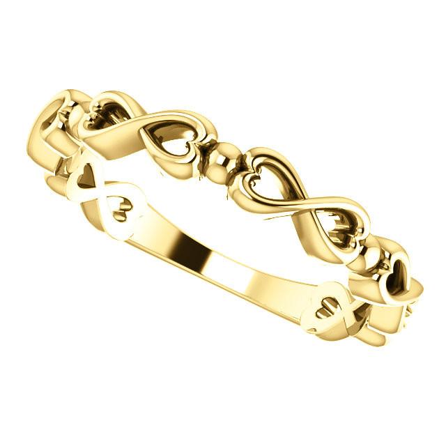 Infinity-Inspired Heart Ring - 14k Gold (Y, W or R), Platinum, Sterling Silver