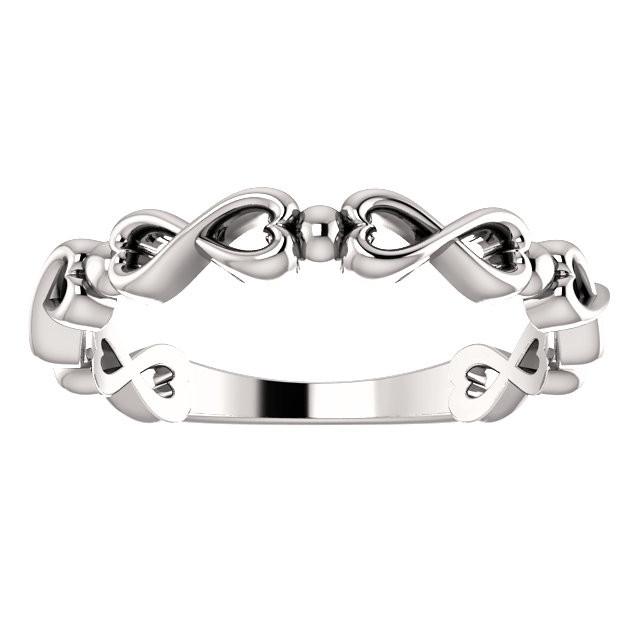Infinity-Inspired Heart Ring - 14k Gold (Y, W or R), Platinum, Sterling Silver