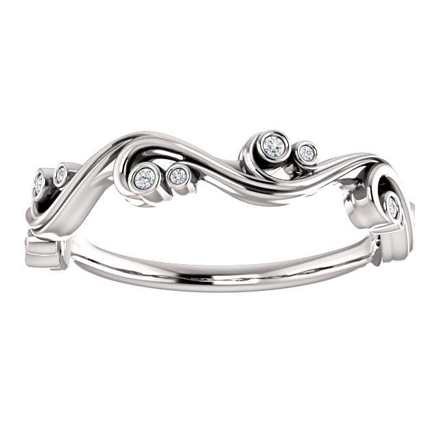 .05 CTW Diamond Swirl Wedding Anniversary Band Stackable Ring - 14k Gold (Y, W or R), Platinum