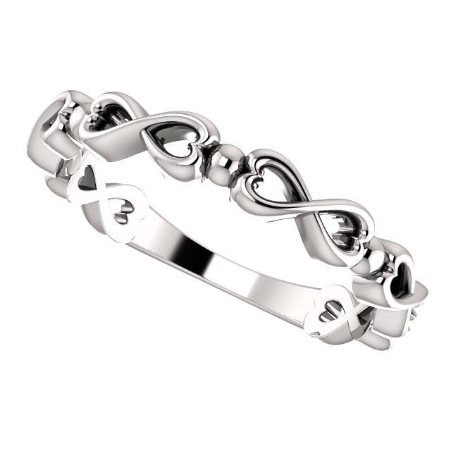 Infinity-Inspired Heart Ring - 14k Gold (Y, W or R), Platinum, Sterling Silver