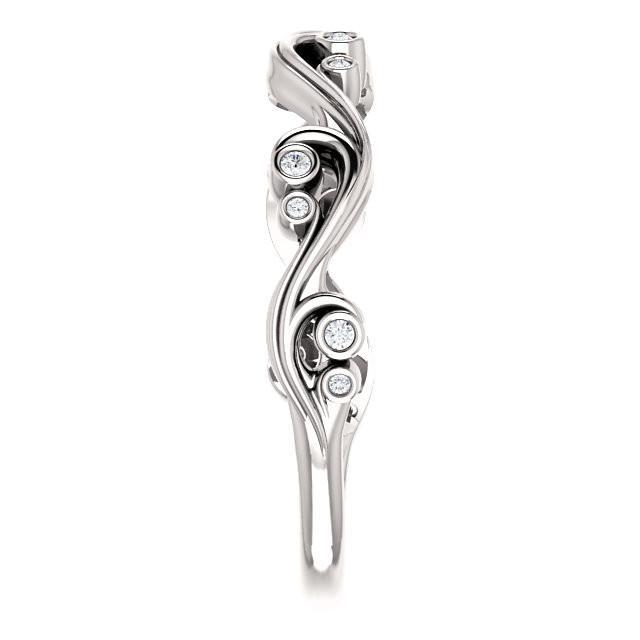 .05 CTW Diamond Swirl Wedding Anniversary Band Stackable Ring - 14k Gold (Y, W or R), Platinum