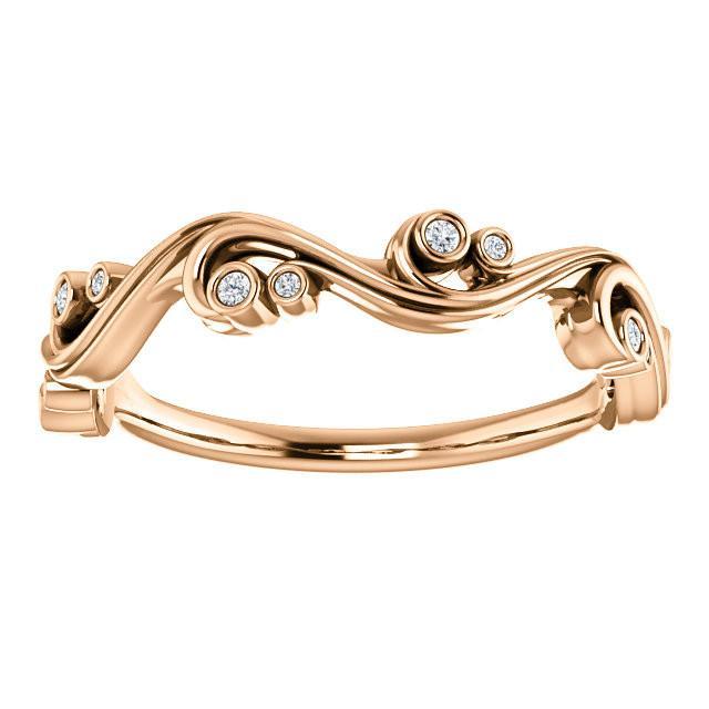 .05 CTW Diamond Swirl Wedding Anniversary Band Stackable Ring - 14k Gold (Y, W or R), Platinum