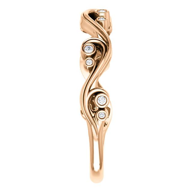 .05 CTW Diamond Swirl Wedding Anniversary Band Stackable Ring - 14k Gold (Y, W or R), Platinum