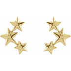 Triple Star Ear Climbers - 14K Gold (Y, W or R)