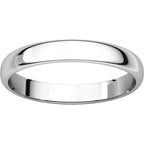 3mm Half Round Light Wedding Band Stackable Ring - 14k Gold (Y, W, or R), Palladium, Platinum, Sterling Silver