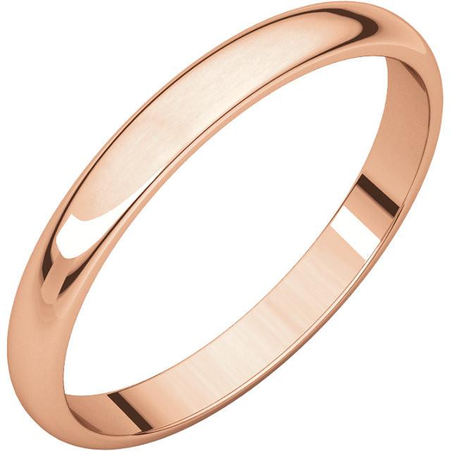 2.5mm Half Round Light Wedding Band Stackable Ring - 14k Gold (Y, W, or R), Palladium, Platinum, Sterling Silver